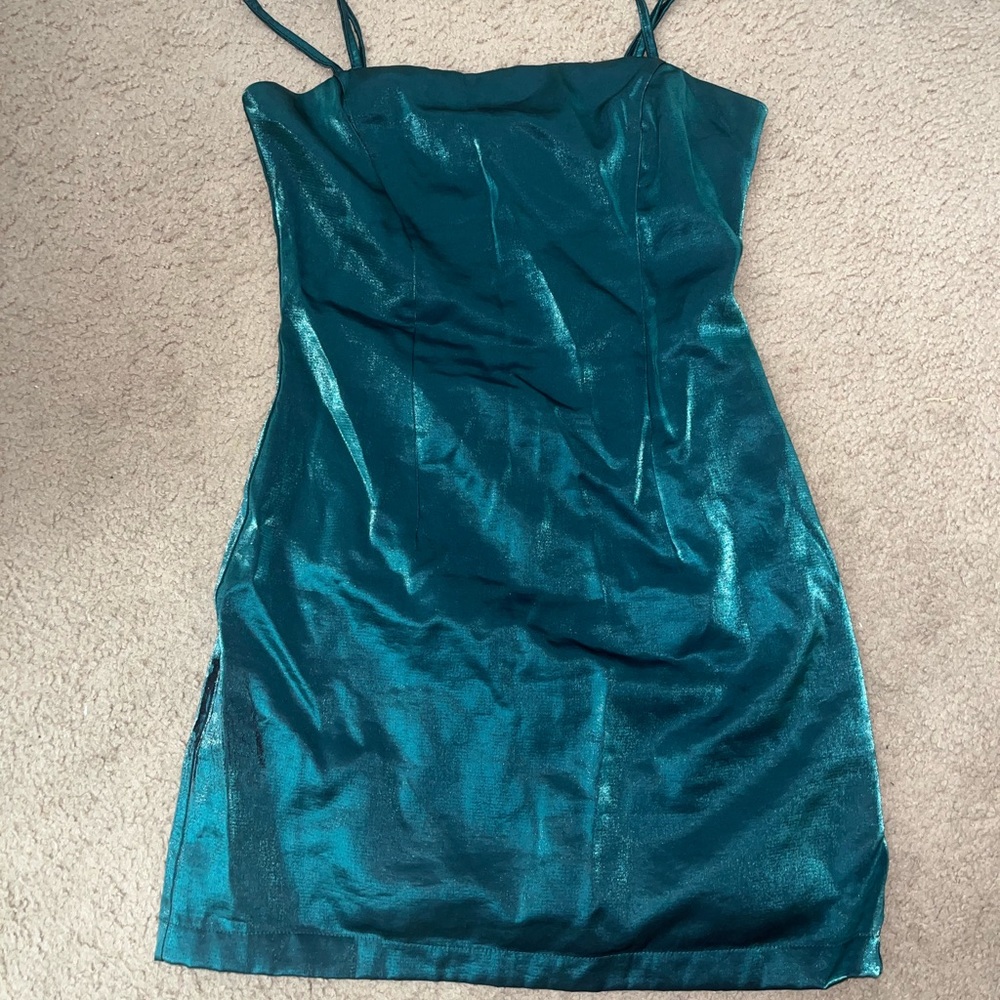 Revolve Green Metallic Mini Dress